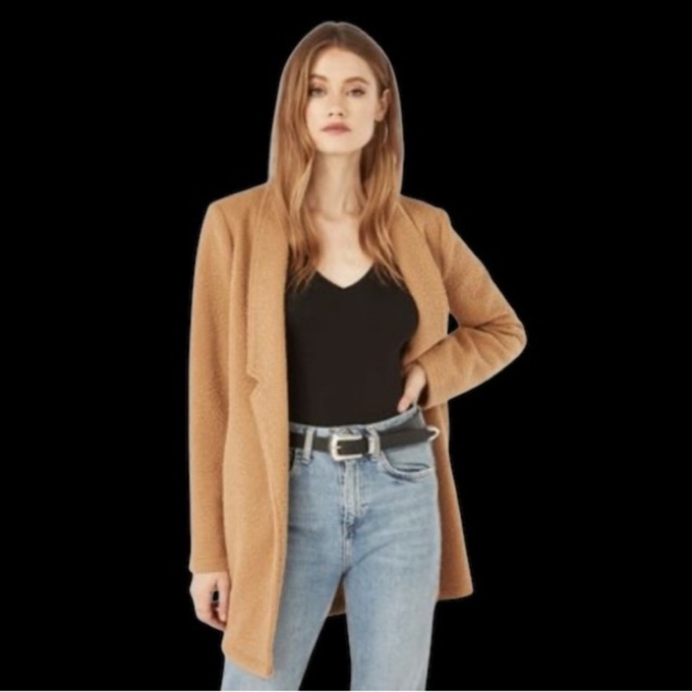 JUSTFAB Camel Brown Teddy Notch Collar Jacket - WL